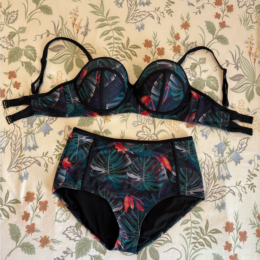 Swimsuits for All Tropical Underwire High Waist Bikini